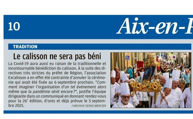 Annulation Bénédiction des Calissons d’Aix 2020