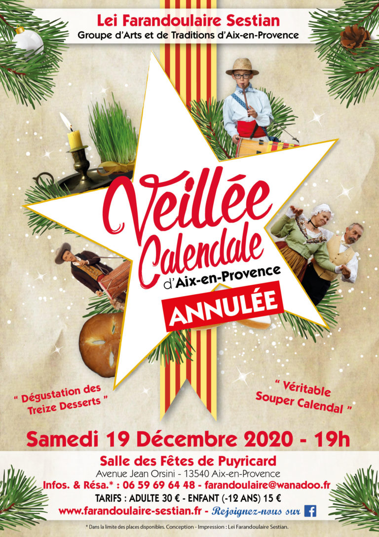 Annulation de notre Veillée Calendale d’Aix 2020 mais Distribution des 13 Desserts !